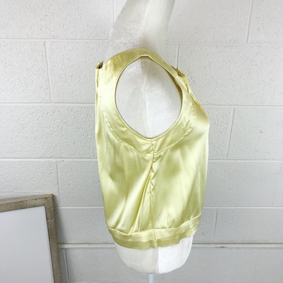 BCBG butter yellow satin sleeveless top small vtg Y2K - Picture 5 of 6